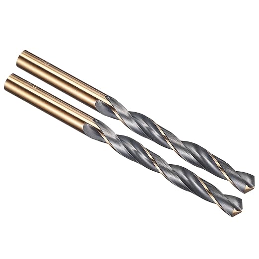 PATIKIL 8mm Drill Bit, Jobber Straight Shank 4341 High-Speed Steel 118째 Black and Gold Finish for Medium-Hard Metal Steel Acrylic - 2 Pack