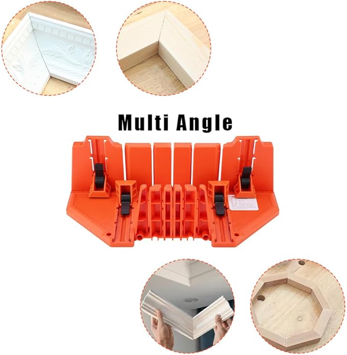 Woodworking Miter Saw Box, Precision Hand Clamping Mitre Cutter Case Set 22.5째 45째 90째 0째 Angles Cut Slot Types Storage Manual Double Sided Teeth Woodworker Craftsman Carver Carpenter Accurate Cutting