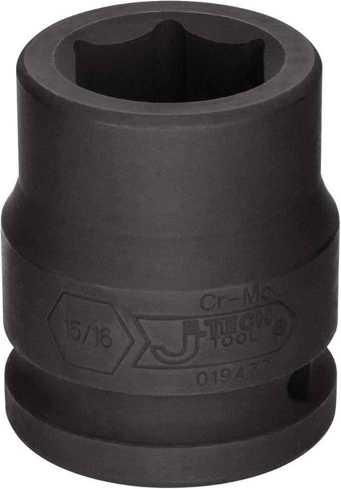 Jetech 3/4 Inch Drive 15/16 Inch Standard Impact Socket, Made with Chrome Molybdenum Alloy Steel, Heat Treated, 6-Point Design, SAE