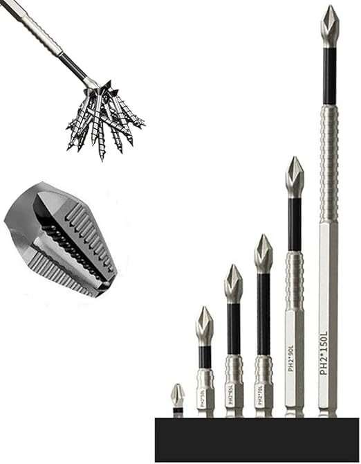 High-Magnetic Screwdriver Drill Bit Set - Strong Magnetic Durability Screwdriver Drill Bit Set - Universal Electric Precision Alloy Steel Screwdriver Set (25-50-65-75-100-150mm(6pcs))