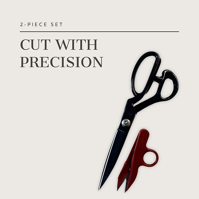 Professional Fabric Scissors 9'' & Small Scissors |2 Pcs Heavy Duty Sewing Scissor with High Carbon Steel Blade for Tailoring Crafts Industrial Strength Use