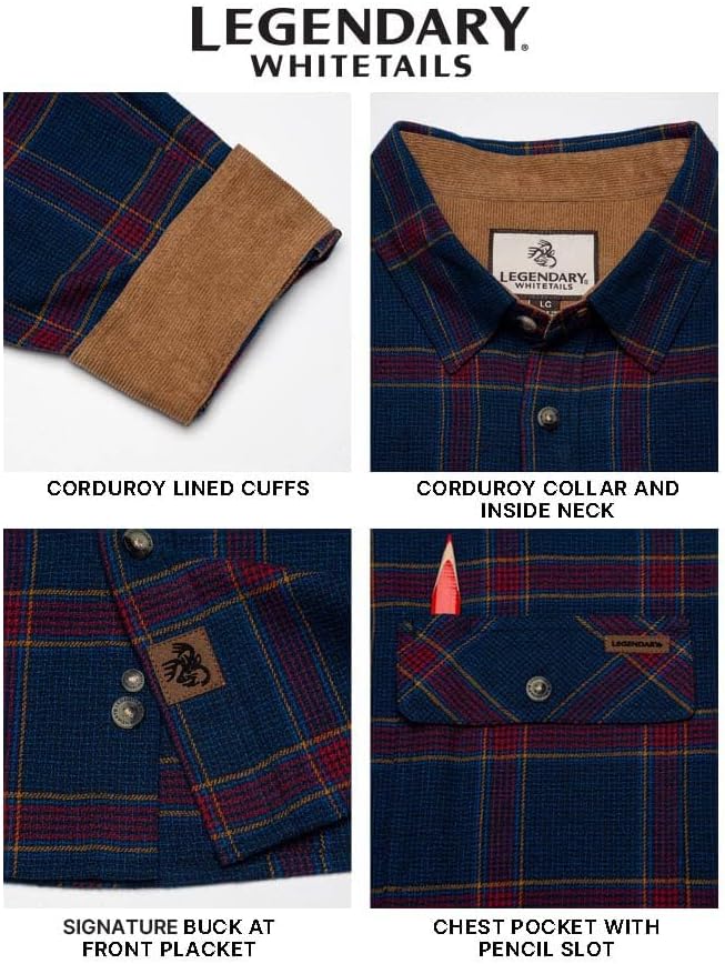 Legendary Whitetails Men's Flannel Shirt Long Sleeve Button Down 100% Cotton