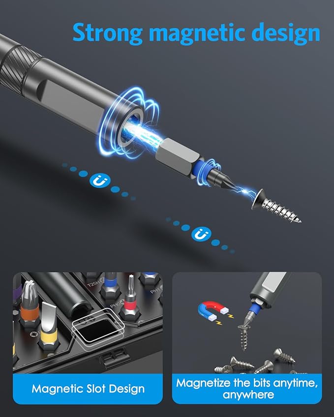 DIY Ratchet Screwdriver Set, Upgraded 34 in 1 Magnetic Screwdriver Set for Christmas Gifts, Switchable Repair Tool Kit with Magnetic Multi Bit, DIY T Handle for Furniture, Computer
