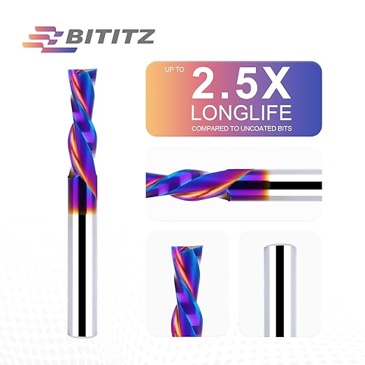 2PCS 1/4 Inch Shank Downcut Spiral Router Bit | 1 Inch Cutting Length |CNC Router Bits for Precision Woodworking - Ideal for Slot Mortise, Engraving, and Clean Edges
