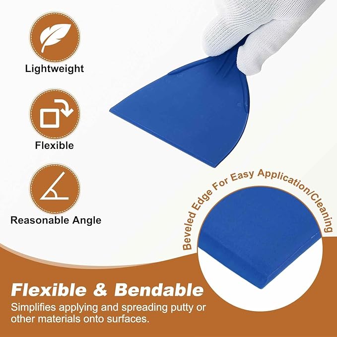 HARFINGTON 20pcs Putty Knife Scraper 4" Width Flexible Plastic Putty Knife Paint Scraper Tool for Taping Drywall Spreading Painting Wall Scratching Blue