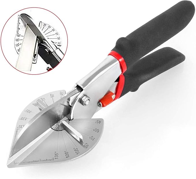 Multi Angle Miter Shear Cutter Hand Tools,45-135 Degree Adjustable Angle Scissors Trim Shears Tools for Vinyl Wood Molding Trim