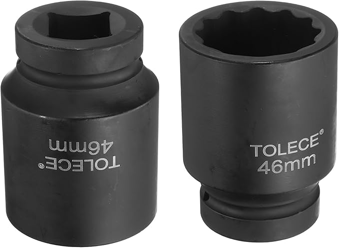 uxcell 1" Drive 46mm 12-Point Impact Socket, CR-MO Steel 80mm Length, Standard Metric Sizes