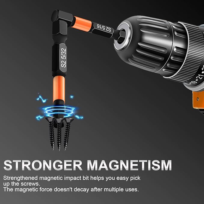 20PCS Premium Hex Bit Set, Impact Allen Wrench Drill Bit Set (Metric&SAE), 1/4??Hex-Shank S2 Alloy Steel Key Drill Bit Set with Magnetism, CNC Machined Tips, 2" Long with Storage Box
