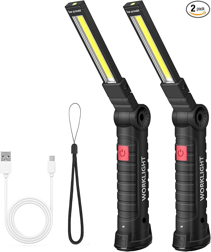 Suranew Rechargeable LED Work Light for Mechanics - Magnetic Base 360째 Rotatable Flashlight, 5 Modes Valentine's Day Gifts for Men Him - Ideal for Car Repair, Camping & Workshop Tools