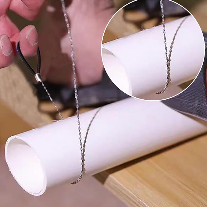 Emergency Wire Saw, 6 Pcs Steel Wire Saw Scroll Travel Wire Rope Cable Survival Wire Hand Pocket Rope Chain Saw for Cutting Wood Bone Rubber Plastic