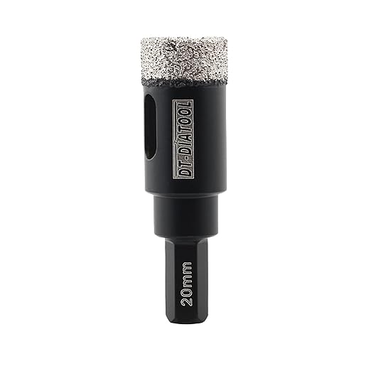 DT-DIATOOL Diamond Core Drill Bit 4/5 Inch for Porcelain Tile Ceramic Marble Artificial Stone Diamond Hole Saw Hex Shank