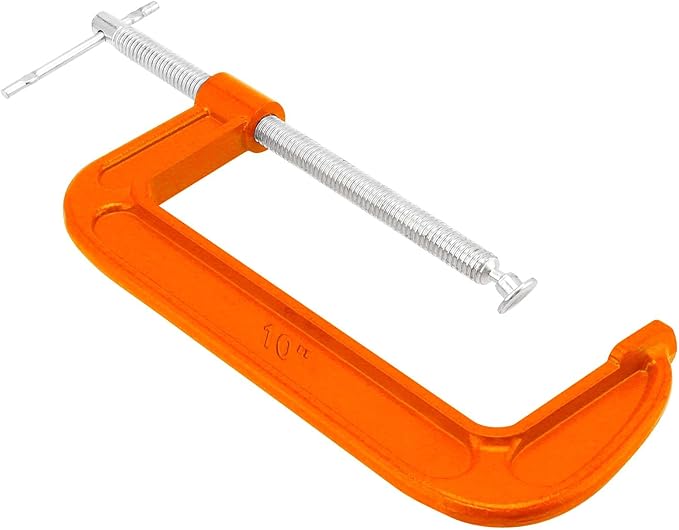 2 Packs 10 Inch C-Clamp, Malleable Iron C-Clamp, Heavy Duty C-Clamp for Woodworking, Metalworking, 8.7 Inches Max Jaw Opening, 3.7 Inches Throat Depth, Orange
