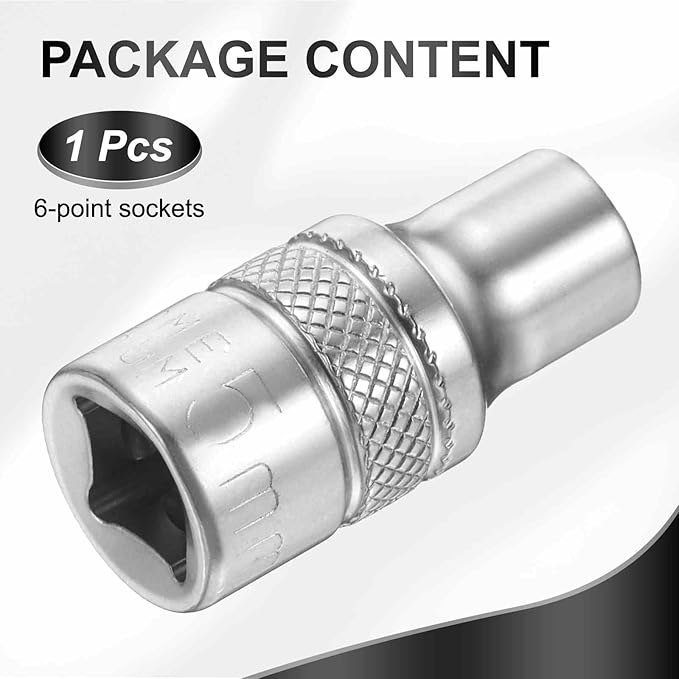 HARFINGTON 6 Points Deep Socket 1/4" Drive 5mm Deep Metric CR-V Steel Polished Nickel Plating Flip Sleeve 25mm / 1" Extra Long Socket Tool for Home Auto Nuts Bolts Repair