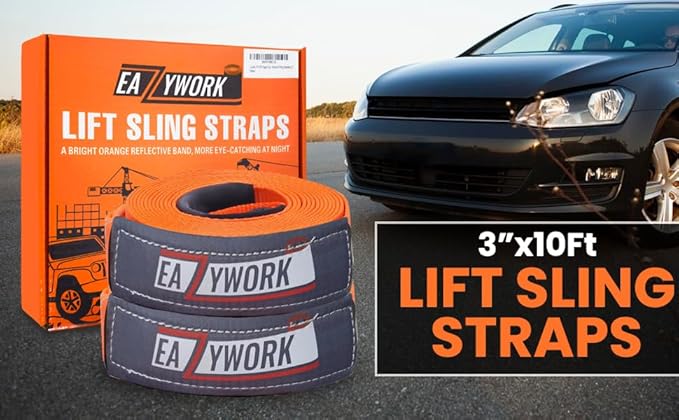 2Packs 3?쓝10Ft Super Sturdy Lift Sling Straps 25000 Lbs Breaking Load Capacity Heavy Duty Lifting Sling Moving Straps Tree Saver Crane Strap Recovery Reusable Straps Tow Strap Pull Hoist Endless Strap