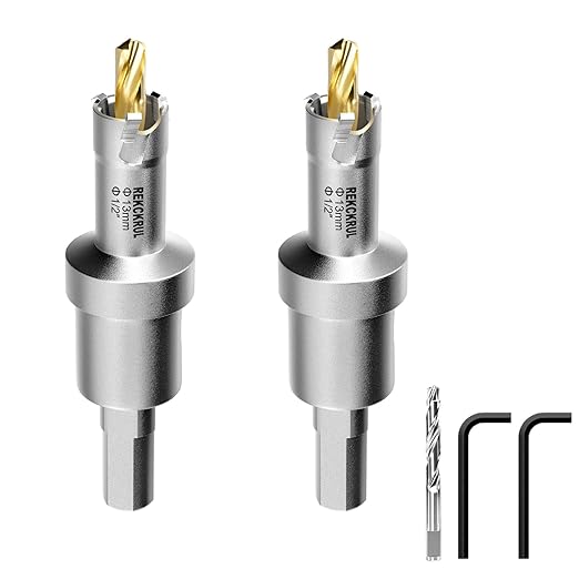 1/2" (13mm) 2Pcs TCT Carbide Hole Saw Kit for Metal - Heavy Duty Hole Cutter Drill Bits Set, Cuts Stainless Steel, Iron, Aluminum, Wood, Plastic