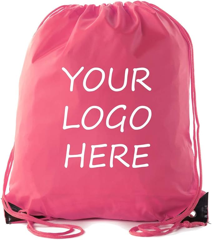 Mato & Hash Custom Bags With Your Logo | 100PK Promotional Drawstring Backpack - 100PK Pink CE2500