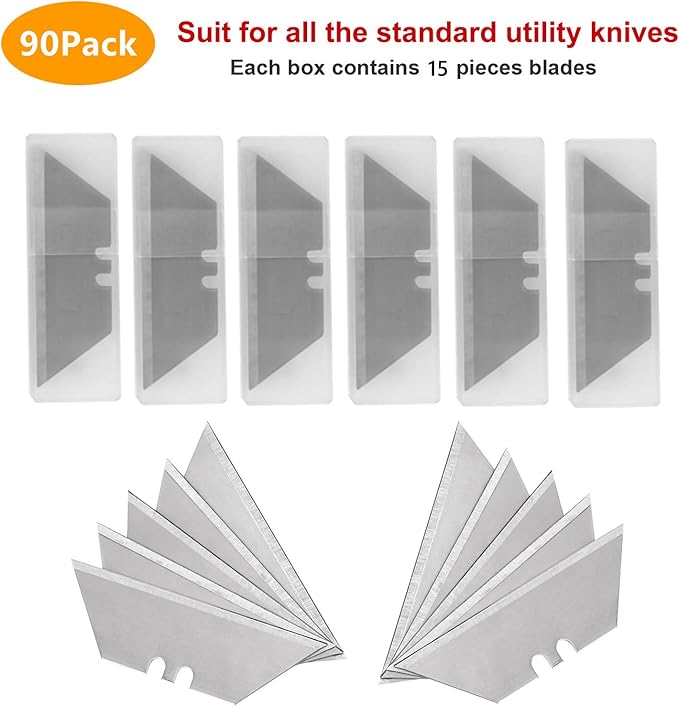 Vickay Utility Knife Blades, SK5 Steel Heavy Duty Box Cutter Refills with Plastic Case竊똕tandard Size Razor Blades for Most Standard Utility Knives