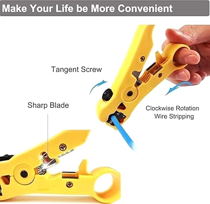 Gaobige Coax Cable Crimper Tool Kit, Coaxial Compression Tool for rg6 rg59 rg11, Wire Stripper, 10pcs RG6 F Male and Female Connectors, Screwdriver