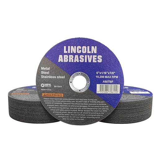 50 Pc 6" x 1/16" x 7/8" Cut-Off Wheels Lincoln Abrasives Metal & Stainless Steel