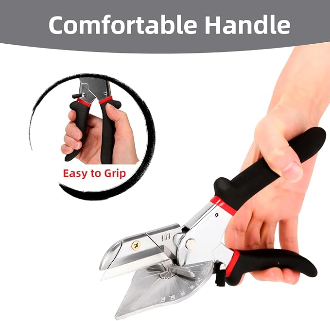 Multi Angle Miter Shears, Multifunctional Trunking Shears for Angular Cutting of Moulding and Trim, Adjustable at 45 to 135 Degree, Hand Tools for Cutting Soft Wood, Plastic, PVC