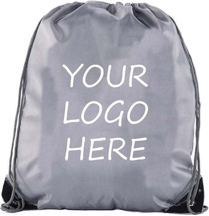 Mato & Hash Custom Bags With Your Logo | 100PK Promotional Drawstring Backpack - 100PK Grey CE2500
