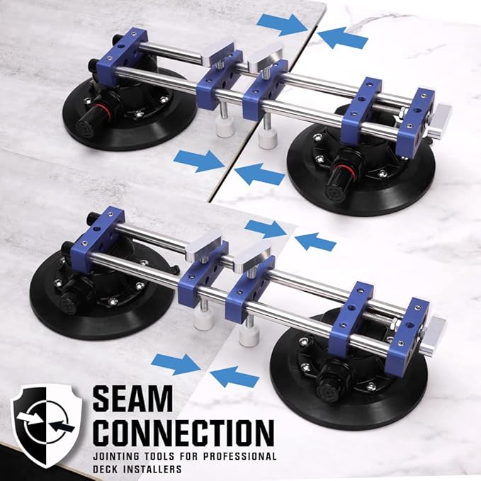 Seamless Seam Setter 2 Pack with 7-Inch Vacuum Suction Cups for Seam Joining and Leveling, Max.400LB Professional Countertop Installation Tool for Granite, Stone, Marble, Slab, Tile Gap Regulator