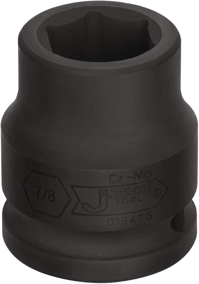 Jetech 3/4 Inch Drive 7/8 Inch Standard Impact Socket, Made with Chrome Molybdenum Alloy Steel, Heat Treated, 6-Point Design, SAE