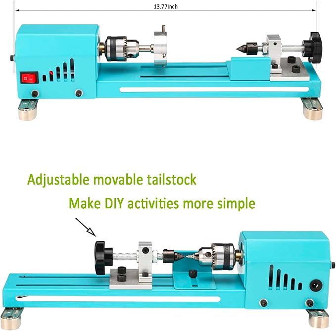 Wood Lathe Mini Lathe Machine Multi-Purpose Type Lathe Milling Cutting Grinding Polishing Professional Table Top Lathe Tool Kit