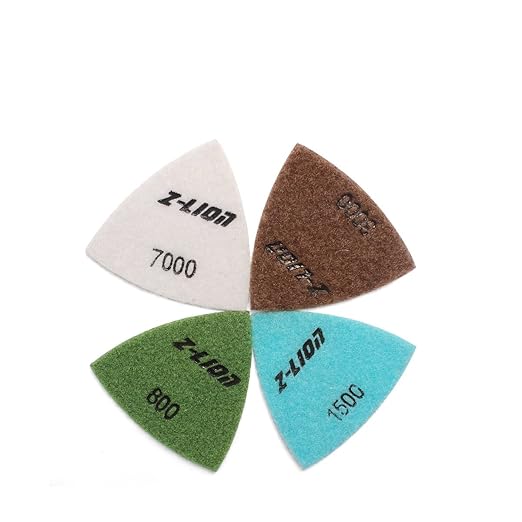 Diamond Triangular Polishing Pads Glass Triangular Sanding Pads, for Concrete Granite Marble Glass (4 PCS)