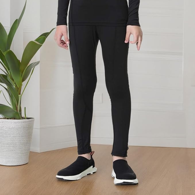 LANBAOSI Youth Boys Compression Leggings Athletic Pants Base Layer Football Workout Tight