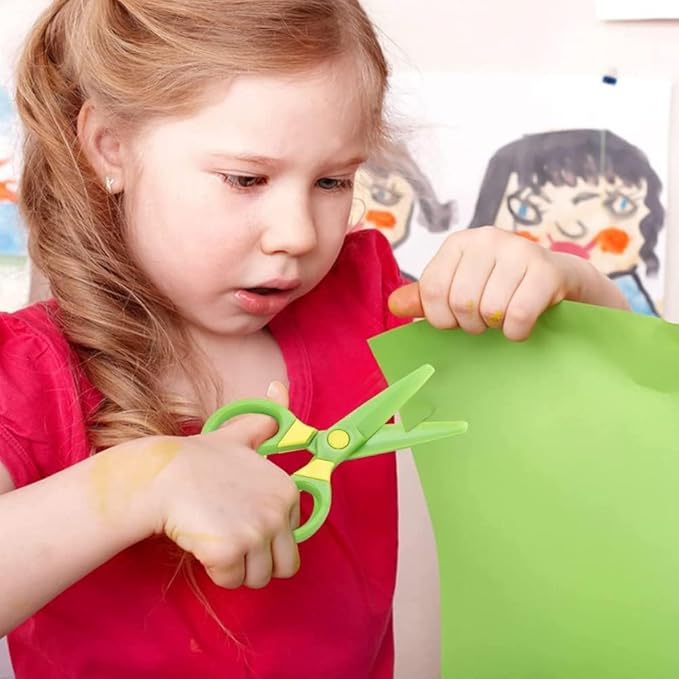 LOVESTOWN Kids Scissors, 5PCS Blunt Tip Toddlers Training Safety Scissor, Anti-Pinch Design, Hand-Eye Coordination Development, Playdough Tools Paper Cutting Activity, DIY Craft Supplies