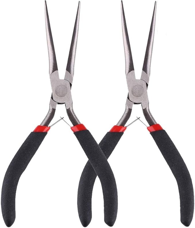2Pcs Extra Long Needle Nose Pliers Precision Wire Plier Repair Tool (6-Inch)
