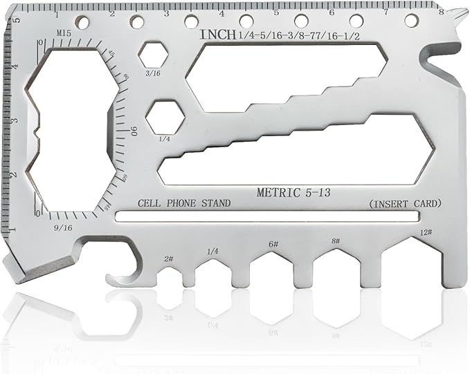 40-in-1 Credit Card Multitool ??TSA Compliant EDC Tool Card, Slim Pocket Survival Wallet Tool(Silver, Single)
