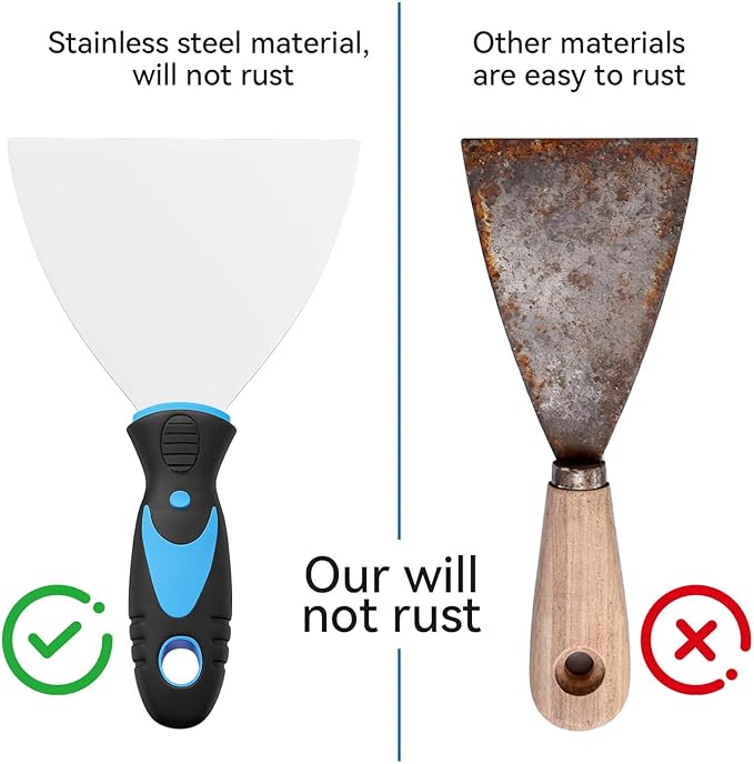 6 Pack Putty Knife Set ??Stainless Steel Spackle & Paint Scrapers (1", 1.5", 2", 3", 4", 5") | Flexible Metal Scraper Tools for Drywall Repair, Wallpaper Removal, Plaster & Adhesive