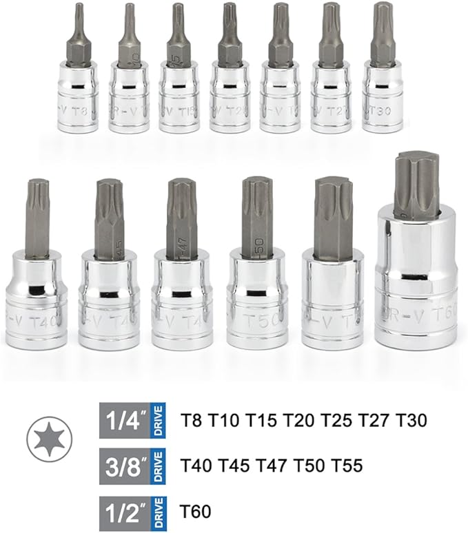 Neiko Professional-Grade 13-Piece Torx Bit T-Socket Set