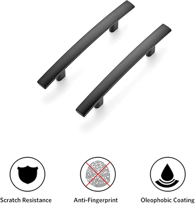 Ravinte 60 Pack | 5-3/16'' Curved Cabinet Pulls Matte Black Kitchen Drawer Pulls Arch Cabinet Handles 5-3/16?쒵ength, 3??Hole Center
