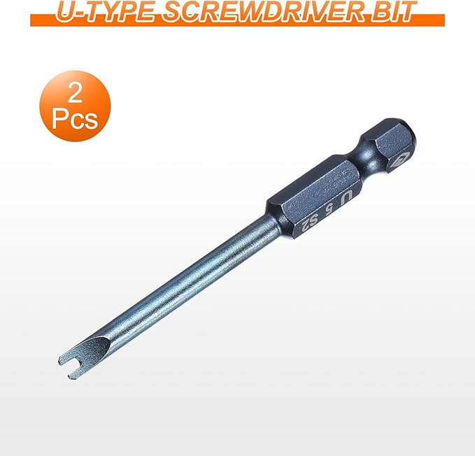 HARFINGTON 2pcs U-Type Screwdriver Bit 1/4" Hex Shank U5 Magnetic Head 2.6" Length S2 Steel U-Shaped Screw Driver Bit for Repair Work Electric Screwdriver, Blue