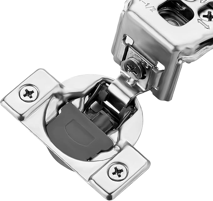 Ravinte 2 Pack 1 Pair 1-1/2 inch Overlay Cabinet Hinges Kitchen Soft Close Hidden Door for Kitchen Cabinet Stainless Steel Adjustable Hinges Satin Nickel Hardware