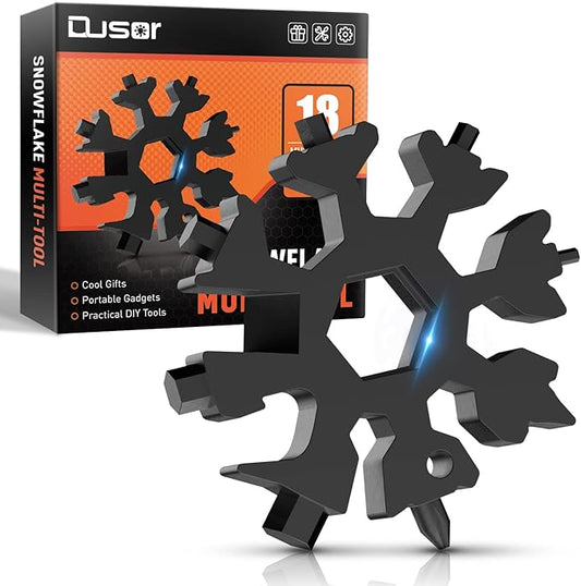 Dusor Gifts for Men Him Dad Husband, 18-in-1 Snowflake Multitool, Stocking Stuffers for Adults, Mens Gifts for Christmas, Gift for Dad Who Want Nothing, White Elephant Gift for Adults, Tools for Men