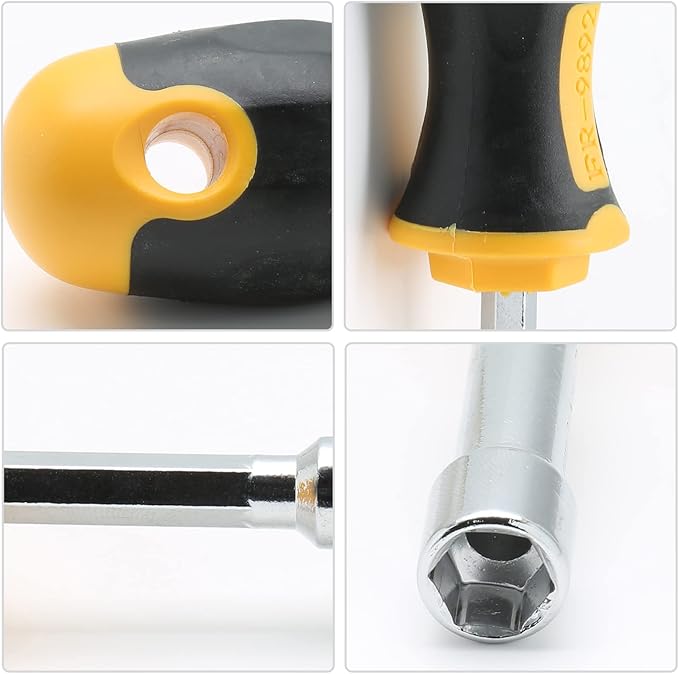 2Pcs 10mm Socket Wrench Screwdrivers High-Carbon Steel Hex Nut Driver for DIY Hand-Making, Repairs