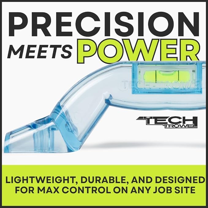 Tech Trowel Concrete Trowel Handle Clear Polycarbonate Handle with Built-in Level, USA Patented Concrete Finishing Tool for Flat and Sloped Surfaces, No Blade Included