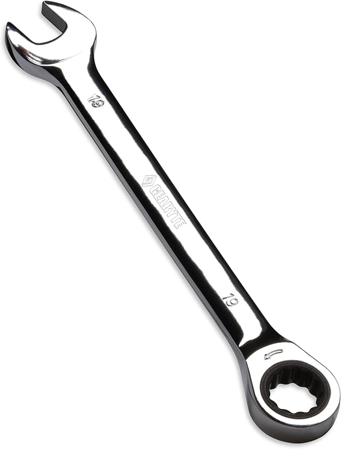GEARYTE Ratcheting Wrenches - 12-Piece Ratchet Wrench Set Metric, Durable Speed Wrench Set 8-19mm, Made from Chrome Vanadium Steel, 72-Point, Includes Roll Up Case, Silver