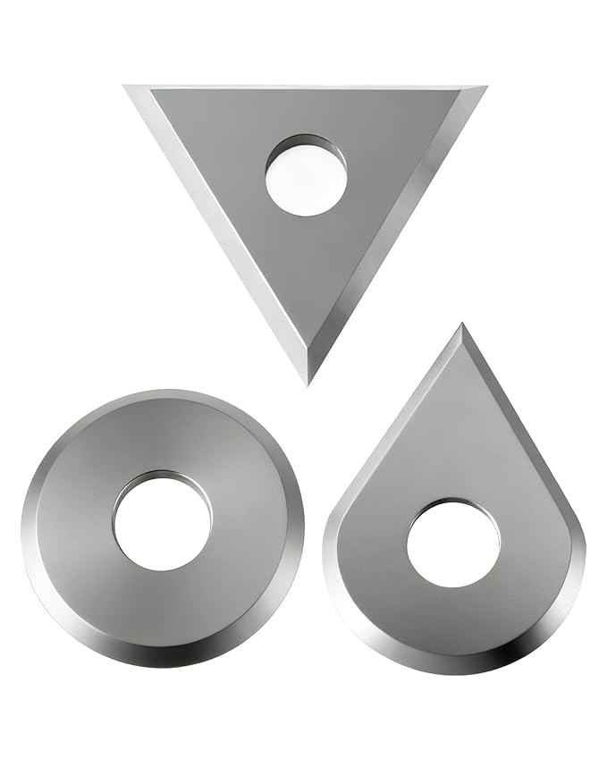 3 pcs Carbide Paint Scraper Blades, Round, Triangular and Drop Shaped Tungsten Steel Blades, Fit for 1in Scraper, for Removing Paint, Glue and Grout