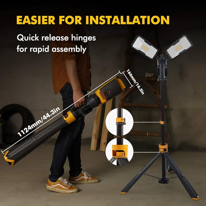 LUTEC ?륶pgraded??6290Max 15000 Lumen 138W Dimmable LED Work Light with Telescoping Tripod, Adjustable Color Temperature Dual-Head Work Light with Stand and 8 Ft 3-Prong Power Cord