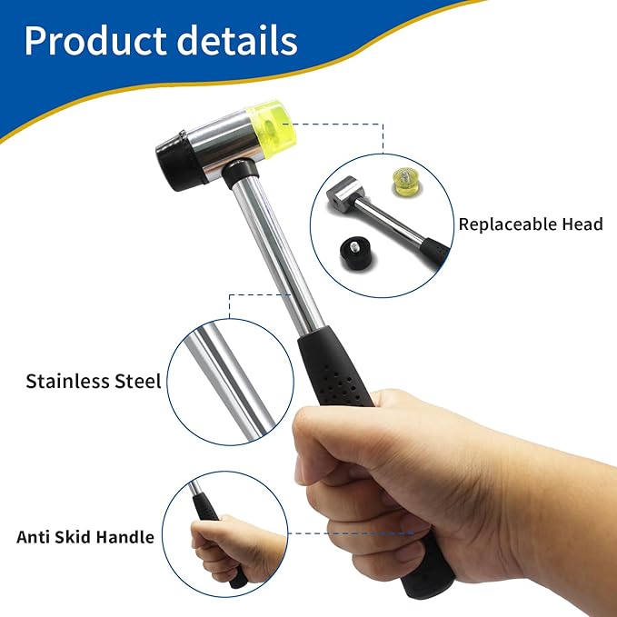 Rubber Hammer-25mm Small Rubber Mallet Soft Plastic Mini Mallet with Ergonomic Grip for Jewelry Making DIY Leathering Crafts Woodworking