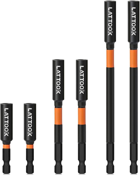 Drill Bit Extension Set, LATTOOK 6PCS Magnetic Drill Extension Bit Holder for Impact Driver, 1/4" Hex Shank Drill Bit Extender, 2.3'', 4'', 6'' Drill Bit Extension