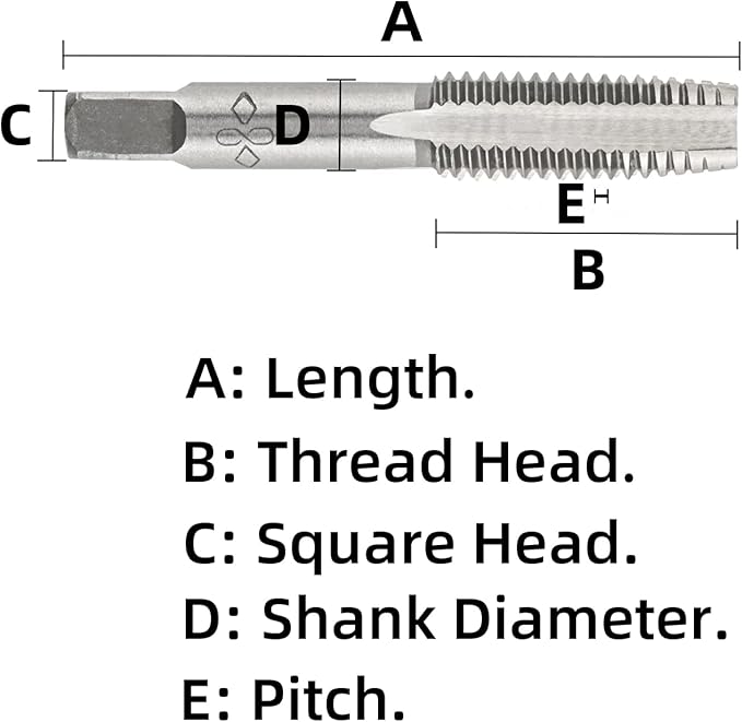 Aceteel M16 X 1.25 Metric Hand Tap, Right Hand M16 X 1.25mm Threading Hand Tap 1Pair