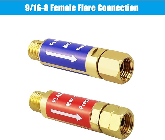 Oxygen Acetylene Flashback Arrestors Set 2-Set 9/16-18 Threads for Torch