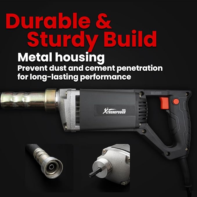 XtremepowerUS 780W Handheld Vibrator Construction Insertion 5,000VPM Flexible Shaft Portable Pencil Cement Vibrator Remove Air Bubble and Mix Concrete