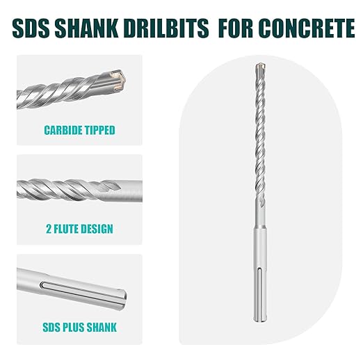 5/8 in x 12.2 in (16 x 310mm) SDS Plus Rotary Hammer Drill Bit, Concrete Drill Bit for Concrete, Brick, Cement and Stone, (Length : 310mm / 12.2 inch, Diameter :5/8 inch （ 16mm)